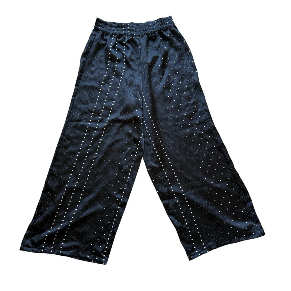 Victoria's Secret Women's XS Black Polka Dot Satin Pajama Pants Wide Leg Comfy